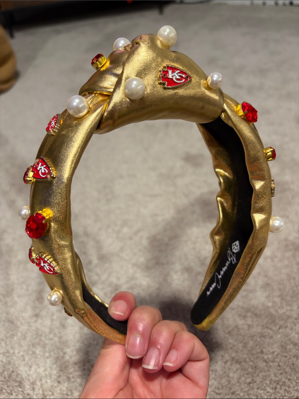 Brianna Cannon Kansas City Chiefs Gold Logo Embellished Padded Headband